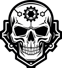 Elegant Skull Icon in the Age of Cybernetics Sleek Tech Symbol The Digital Soul within Metal