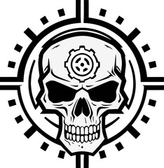 Industrial Marvel The Technological Skull Emblem Abstract Robotic Skull The Artistic Expression of Tech