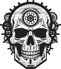 Gothic Mechanical Majesty A Darkened Industrial Vision Monochromatic Cyber Icon The Elegance of Machine Design