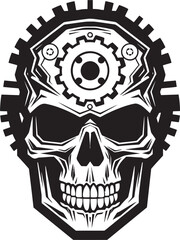 Monochromatic Tech Skull The Intersection of Gears and Wires Elegant Skull in the Age of Cybernetics