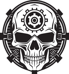Elegant Skull Icon in the Age of Cybernetics Sleek Tech Symbol The Digital Soul within Metal