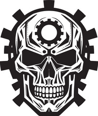 Steampunk Cyber Emblem The Clockwork Skull Logo Abstract Techno Skull A Futuristic Artistry