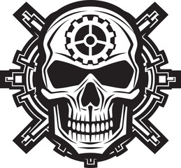 Elegant Cyber Emblem A Portrait of Modern Innovation The Gearheads Vision A Robotic Skull Icon