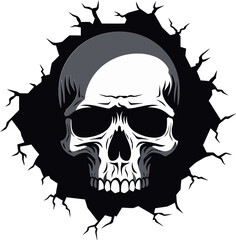Gothic Intrigue in Cracks The Walls Skulls Return Dark Mystery Unleashed The Skulls Peeping Symbol