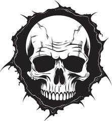 Emerging Skull The Dark Secrets Revealed from the Wall Revealing the Unknown The Skull Peeping from the Cracked Wall