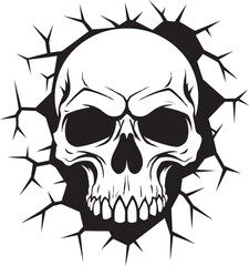 Gothic Intrigue in Cracks The Walls Skulls Return Dark Mystery Unleashed The Skulls Peeping Symbol