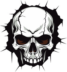 The Cracks of Intrigue A Skulls Enigmatic Appearance Eyes in the Shadows The Hidden Skull in Vector Design