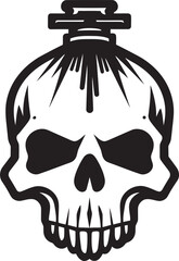 Skeletal Mystery Black Vector Design Enigmatic Skull Badge Vector Artistry