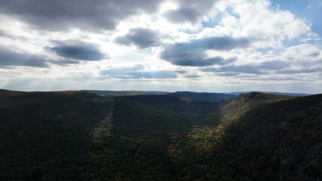 Aerial Drone Landscape Scenery Footage - Foliage, Cloud, Skies, Island, Mountain, Hike, Commercial, Boat, Trees, River - Upstate New York
