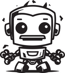Nanobot Knight A Stylish Vector Robot Icon Ebon Enigma Compact Robot Guardian Emblem