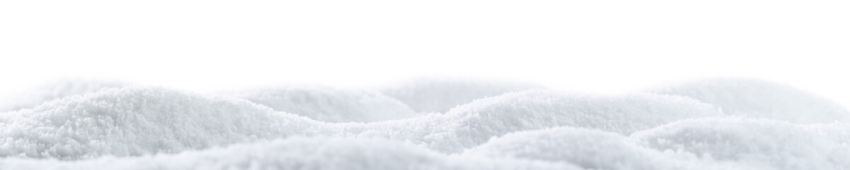 Banner of sparkling fluffy white snow hills. Wintertime snow border. - obrazy, fototapety, plakaty