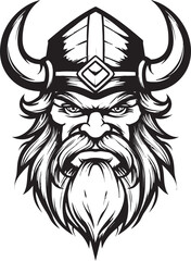 Viking Virtue A Black Vector Mascot Emblem The Helm of Valor A Viking Guardian Icon