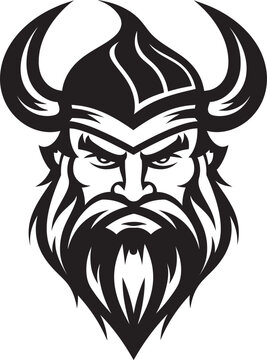 Shadowed Viking Chief A Black Vector Emblem of Might Ebon Norse Warrior Stylish Viking Logo Design