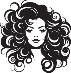 Midnight Curls A Symbol of Natural Beauty Curly Charisma Vector Logo Design in Black