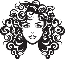 Curly Charm Sculpted in Vector the Womans Iconic Hair Symbol Curly Crown A Black Vector Womans Iconic Tresses