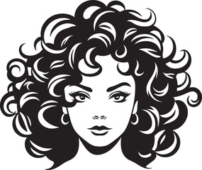 Crowning Glory A Curly Haired Emblem of Beauty Curly Charm Sculpted in Vector the Womans Iconic Hair Symbol