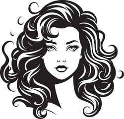 Midnight Curls A Symbol of Natural Beauty Curly Charisma Vector Logo Design in Black