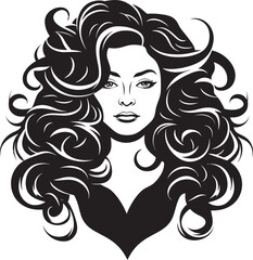 Ebony Elegance A Stylish Curly Haired Lady Icon Curly Silhouette A Womans Unique Emblem