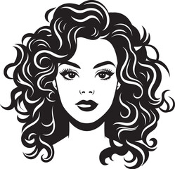 Curly Silhouette A Womans Unique Emblem Ink Black Beauty A Symbol of Curly Tresses