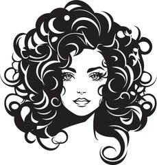 Curly Serenity A Womans Symbol of Elegance Ink Black Locks A Hair Emblem of Grace