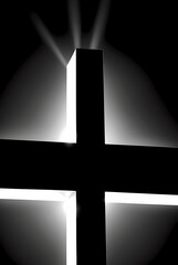 Beautiful cross shines and shines in the midst of darkness. Jesus is the light that shines in the darknes