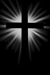 Beautiful cross shines and shines in the midst of darkness. Jesus is the light that shines in the darknes