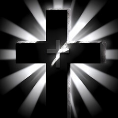 Beautiful cross shines and shines in the midst of darkness. Jesus is the light that shines in the darknes