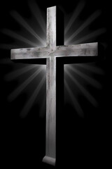 Beautiful cross shines and shines in the midst of darkness. Jesus is the light that shines in the darknes