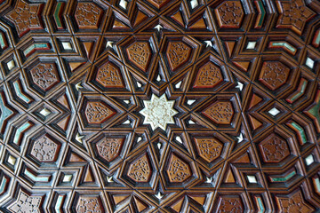 Old islamic pattern architectural ornament stone processing detail shot