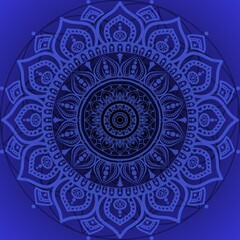 Mandala design in blue background