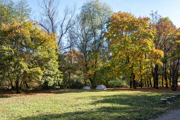 Naklejka premium Autumn view of South Park in city of Sofia, Bulgaria