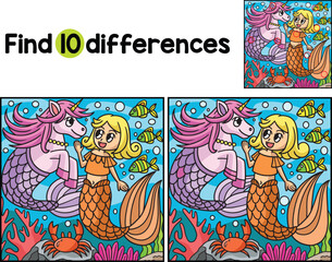 Mermaid Chatting With Unicorn Find The Differences