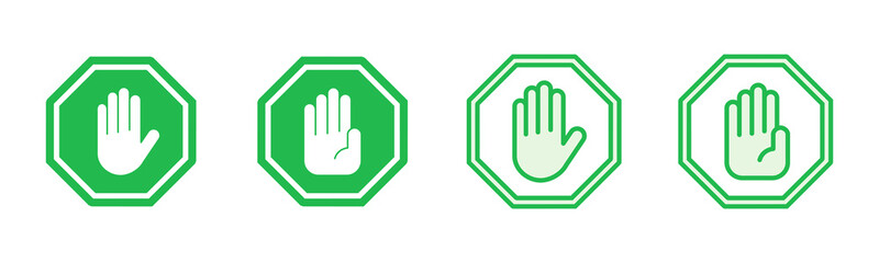 Obraz premium Stop icon set. stop road sign. hand stop icon vector