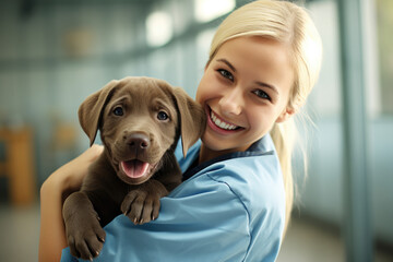 pet care and veterinary clinic and doctor concept