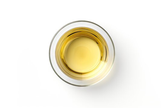 White Wine In Glass Isolated On White Background From Above