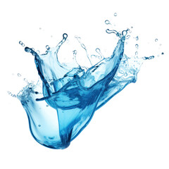 translucent bright and unstoppable blue water splash isolated on transparent background