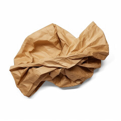 crumpled sheet of brown wrapping paper isolated