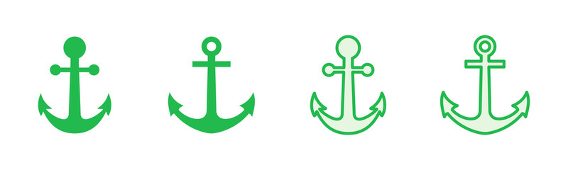 Anchor icon set. Anchor symbol logo. Anchor marine icon.