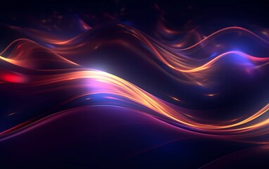 Modern abstract wallpaper waves of purple and gold colors on a dark background