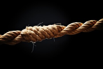Stressed fragile business situation with frayed ropes on the verge of breaking - obrazy, fototapety, plakaty