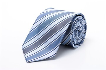 Striped silk tie stylishly tied isolated on white background