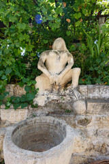 Dubrovnik, Croatia - August 03,2023: The statue of Lady Pi Pi in old town of Dubrovnik, Croatia.