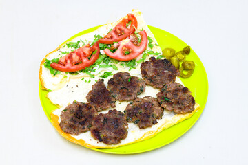 Meatball between bread (Turkish name : ekmek arasi kofte ). Izgara kofte