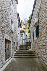 Herceg Novi, Montenegro - August 06, 2023: Old town in Herceg Novi, Montenegro.