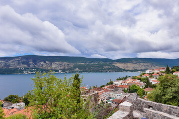 Herceg Novi, Montenegro - August 06, 2023: Kanli Kula fortress overlooking the sea in Herceg-Novi, Montenegro
