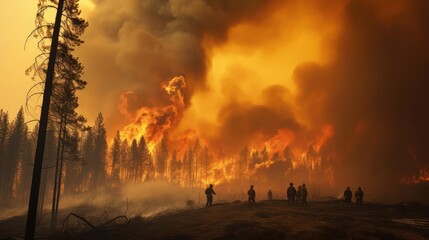 Fototapeta na wymiar Burning forest, fire and smoke. Human Impact on the Planet's Climate