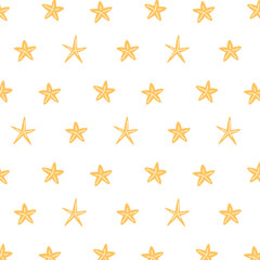 pattern of sea yellow stars on a transparent background, vector marine graphics, minimalist design.