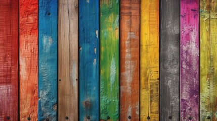 Old rustic abstract painted wooden wall table floor texture - wood background panorama banner long, rainbow painting colors LGBT, seamless pattern. Decor concept. Wallpaper concept. Art concept. Desig