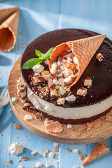 Delicious cookie cake as perfect sweet dessert.