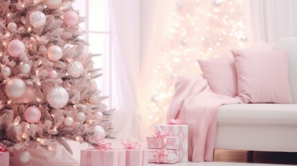 Christmas tree in the room background